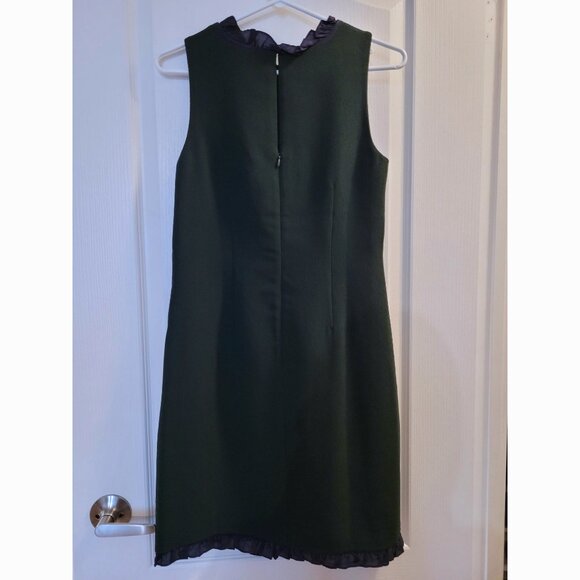 NWT J. Crew Dark Forest Green Shift Dress with Navy Trim (0) - Picture 4 of 13